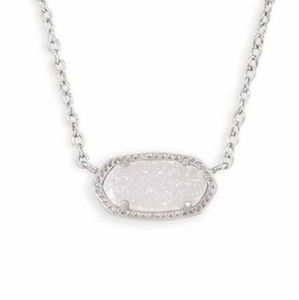Kendra Scott Elisa Silver Pendant Necklace Iridescent Drusy